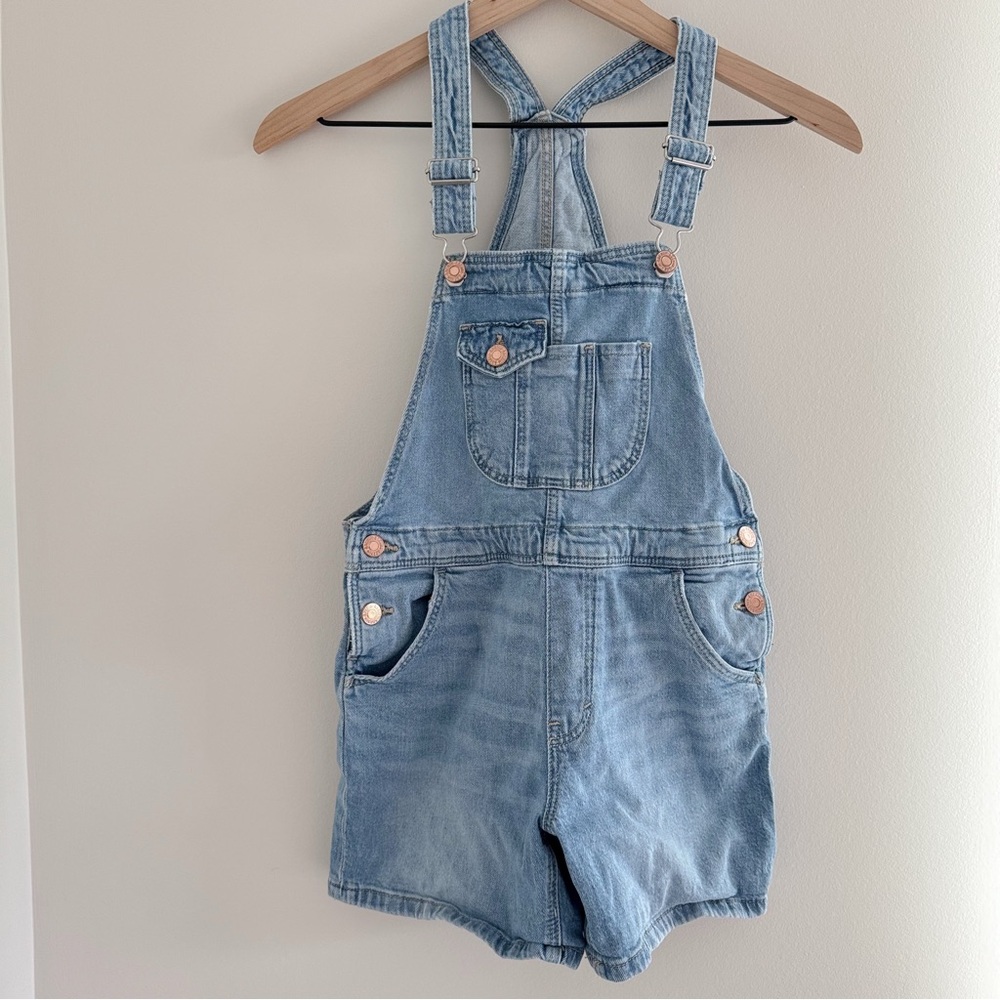 Classic Light Blue Denim Kids Overalls Shorts